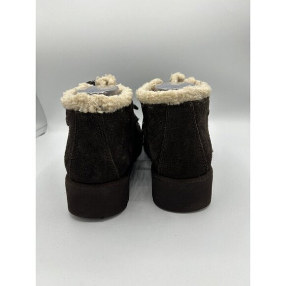 Bearpaw Brown Faux Fur Suede Lace Hiker Ankle Boot Booties Size 9 - Picture 3 of 10